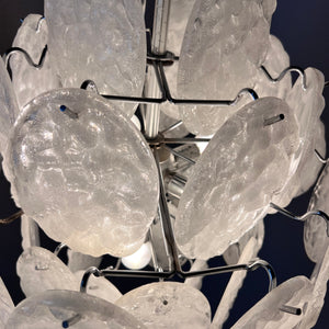 Kronleuchter weiß silber mit Arylglasplatten