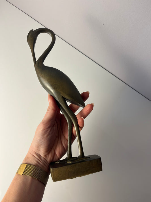 Kranich graugrün Holz aus Dänemark