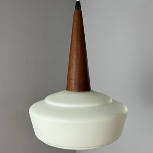 Hängelampe Opalglas Teak