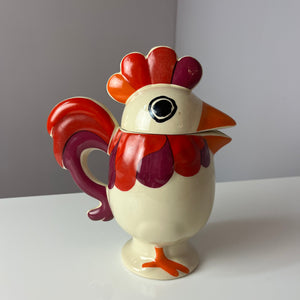 Kanne Hahn orange rot Keramik