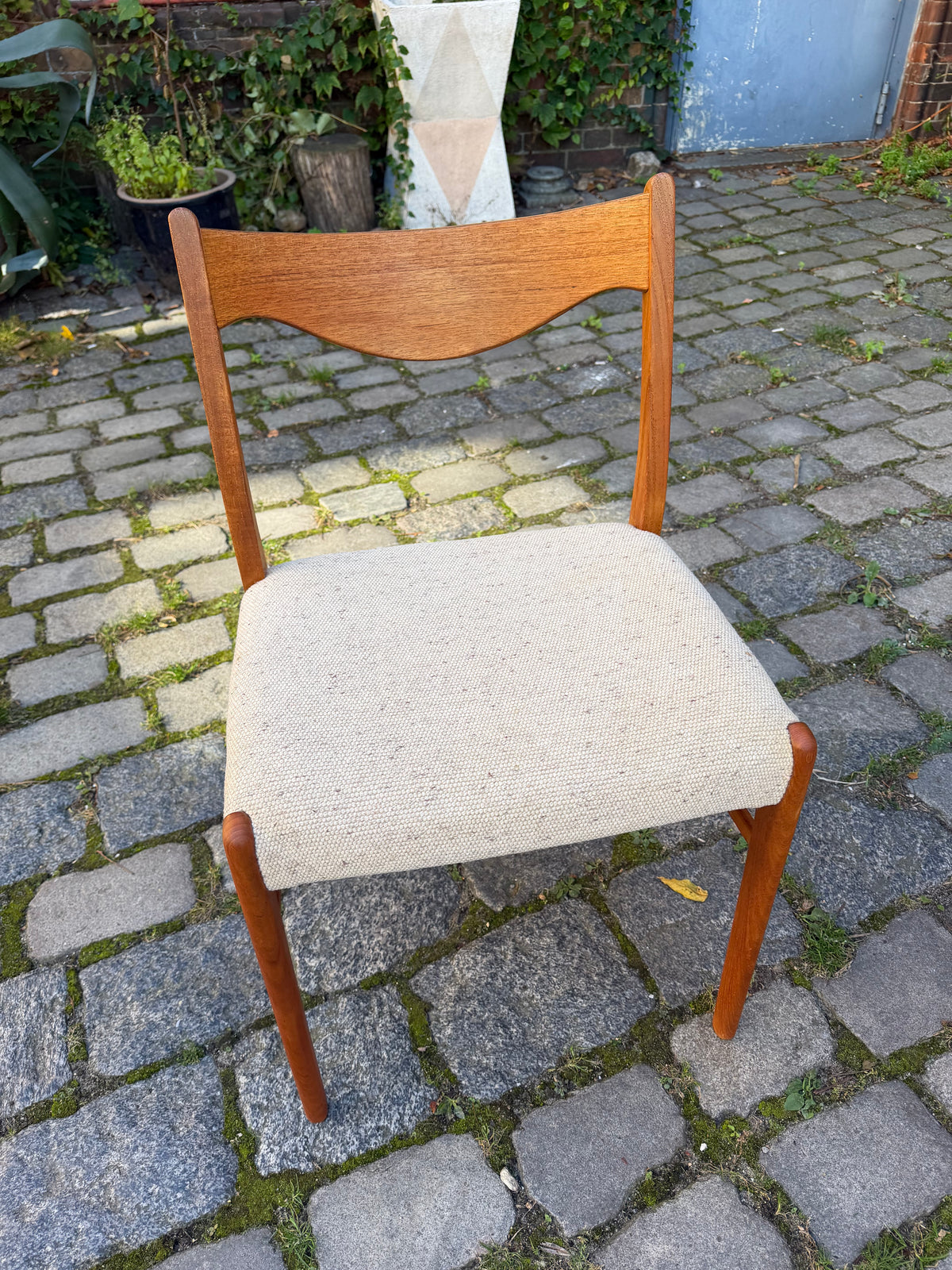 Polsterstuhl GS 600 creme Teak Wolle von Arne Wahl Iversen für Glyngøre Stolefabrik