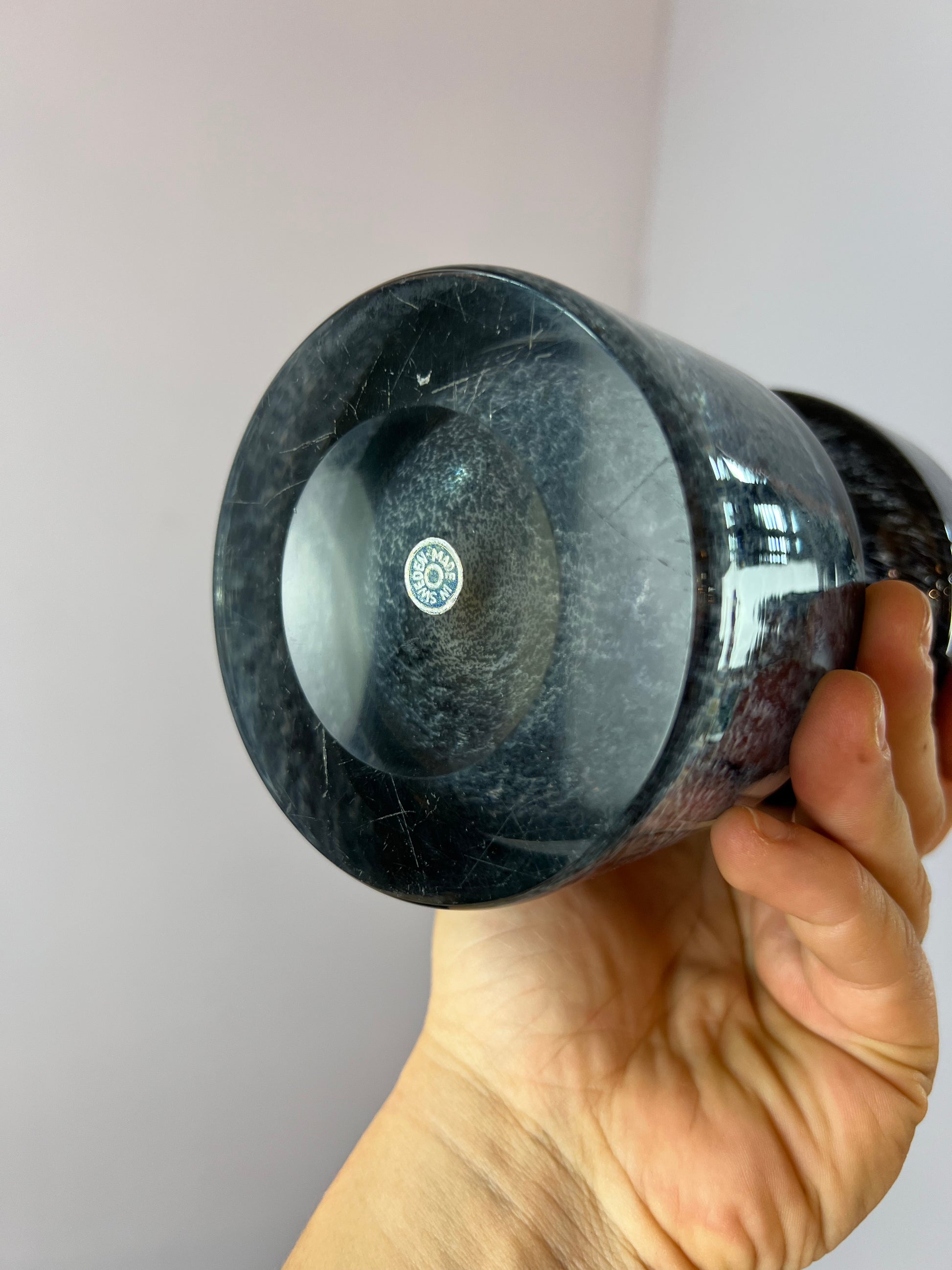 Vase grau von Bo Borgström für Åseda Glasbruk