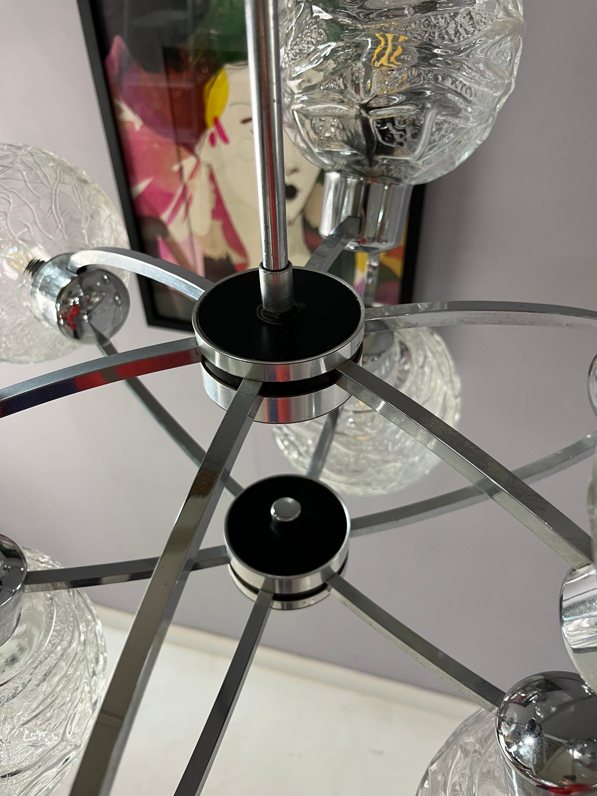 Sputnik Kronleuchter Glas Chrom