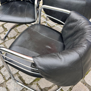 Freischwinger Echtleder Chrom aus Italien