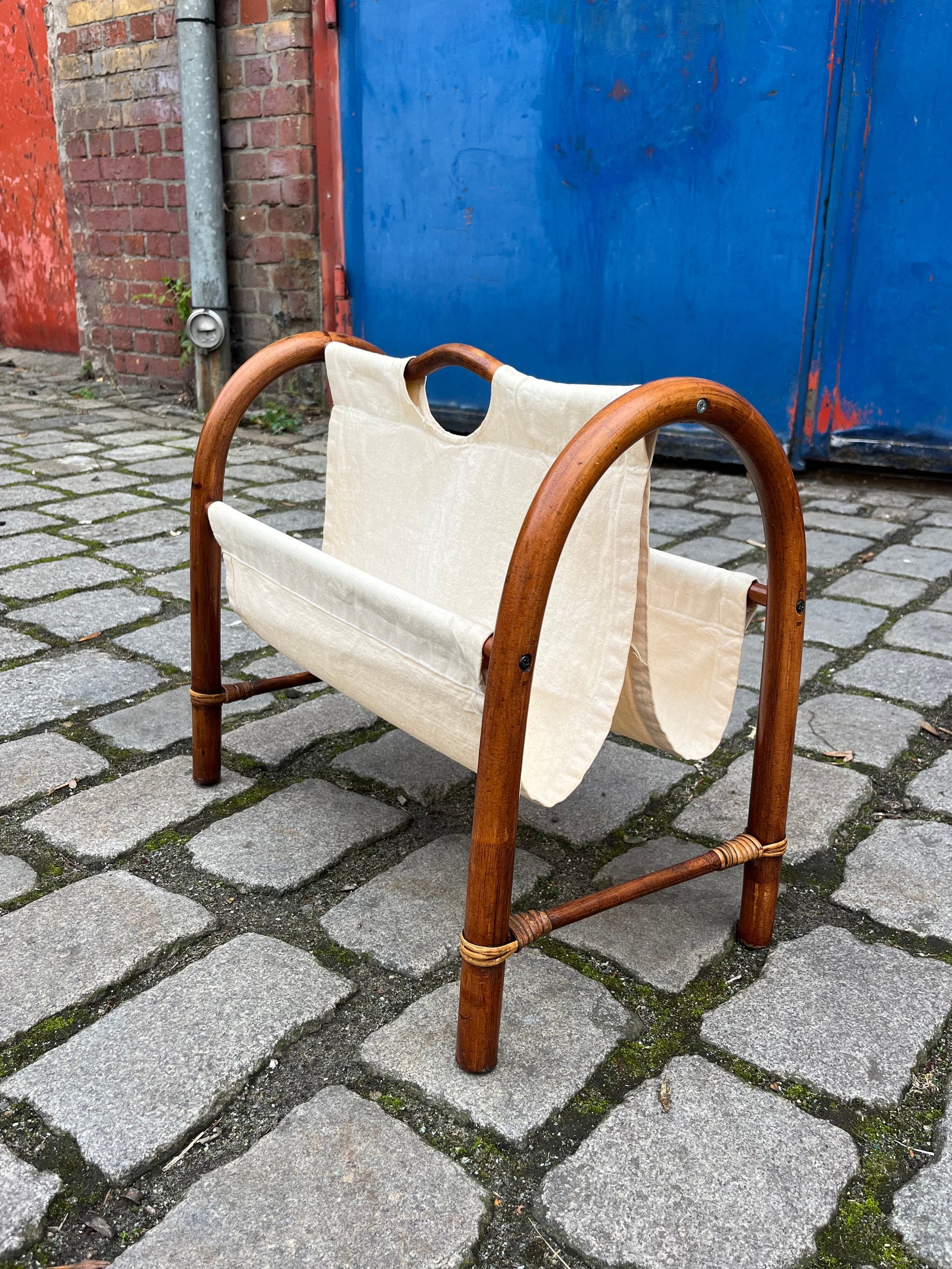 Zeitungsständer creme Bambus Webstoff