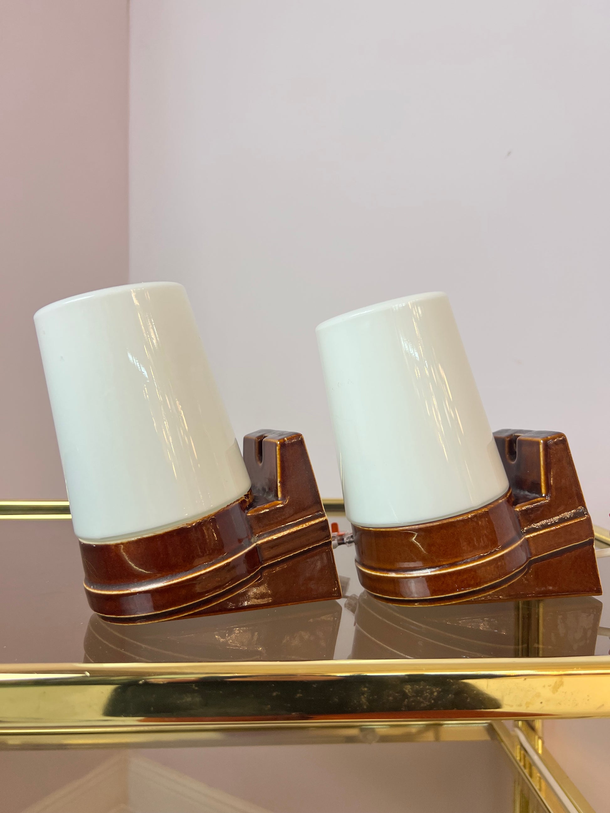 Set: 2x Wandlampe braun von Sigvard Bernadotte für Ifö