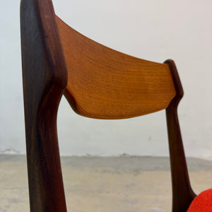 Polsterstuhl Teak orange neu gepolstert von Erik Buch