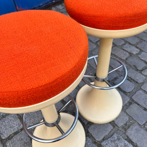 Barhocker creme orange von Friedrich Stuckenbröker für Lockhausen Plastik