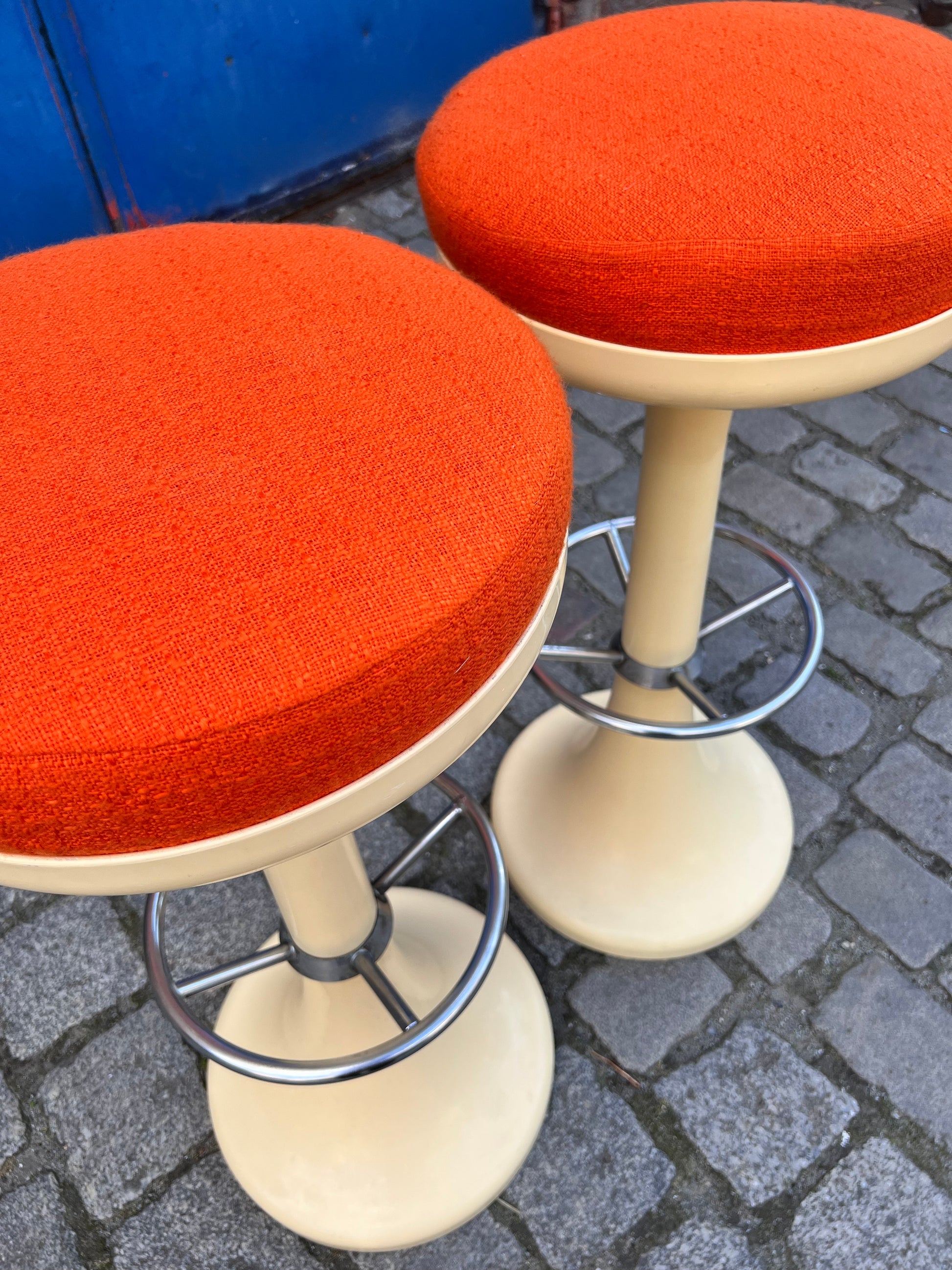 Barhocker creme orange von Friedrich Stuckenbröker für Lockhausen Plastik