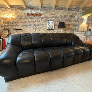 3-Sitzer Sofa schwarz Echtleder