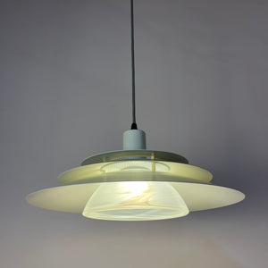 Lamellenlampe weiß mit marmorierter Glaslamelle von Jeka
