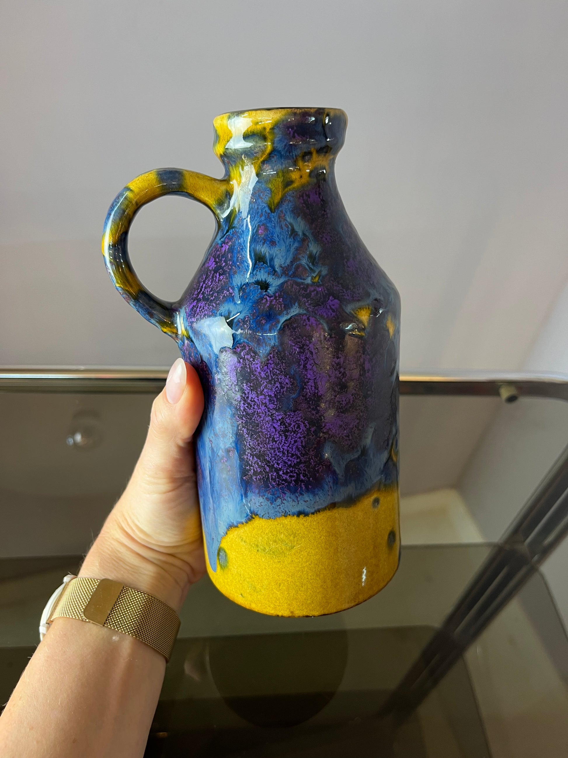 Vase gelb lila von Marei Keramik