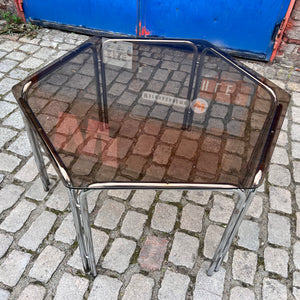 Hexagon Esstisch Rauchglas Chrom
