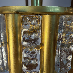 Hängelampe Messing Glas von Carl Fagerlund für Orrefors