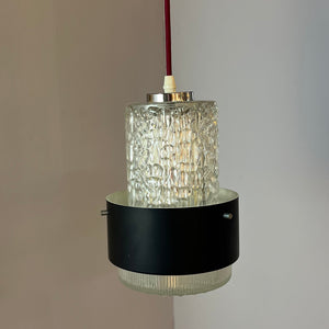 Hängelampe schwarz Eisglas von Carl Fagerlund für Orrefors