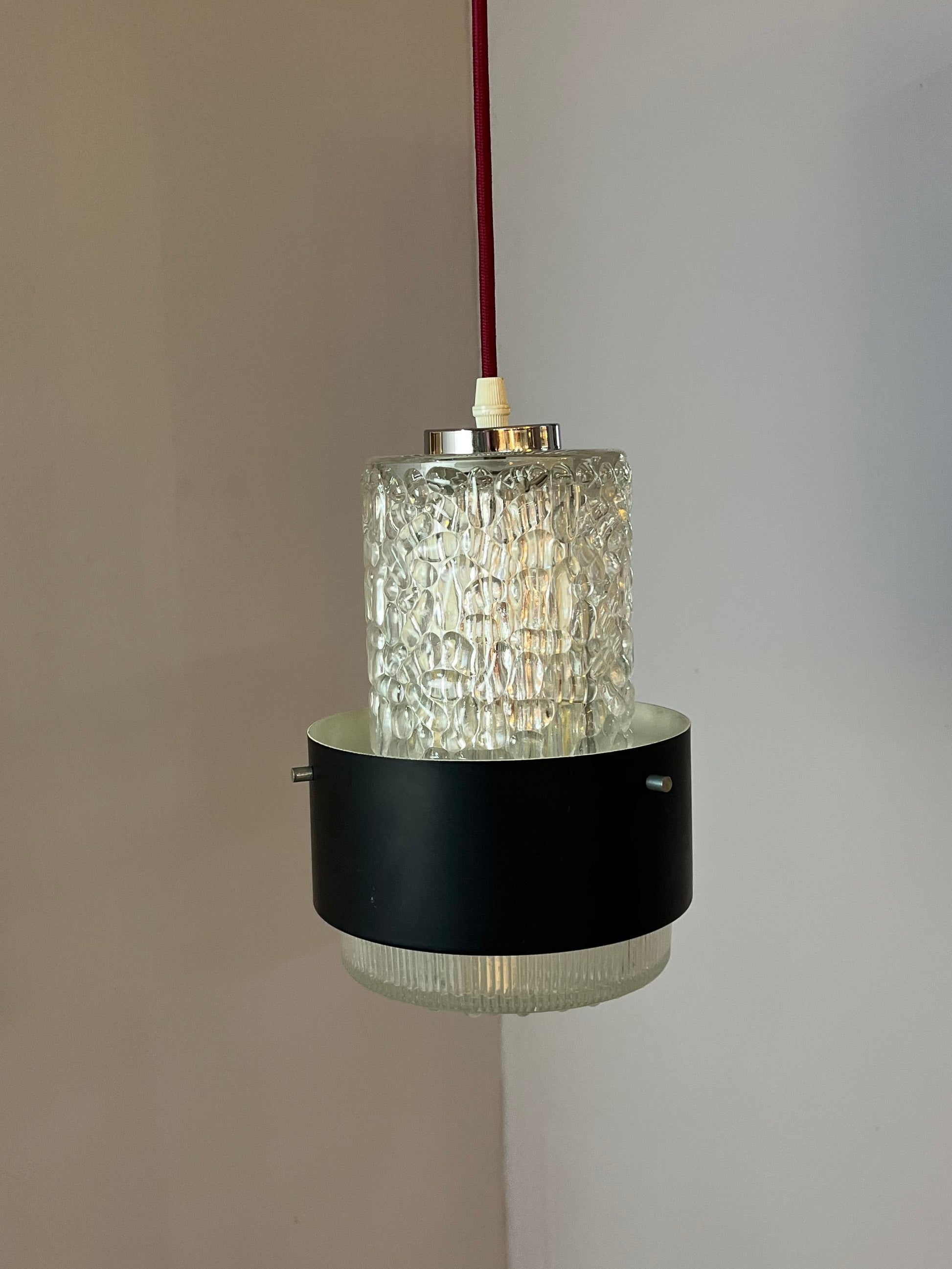 Hängelampe schwarz Eisglas von Carl Fagerlund für Orrefors