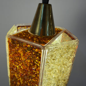 Hängelampe Hexagon braun weiß Acrylglas in Granitoptik von Roland Konst