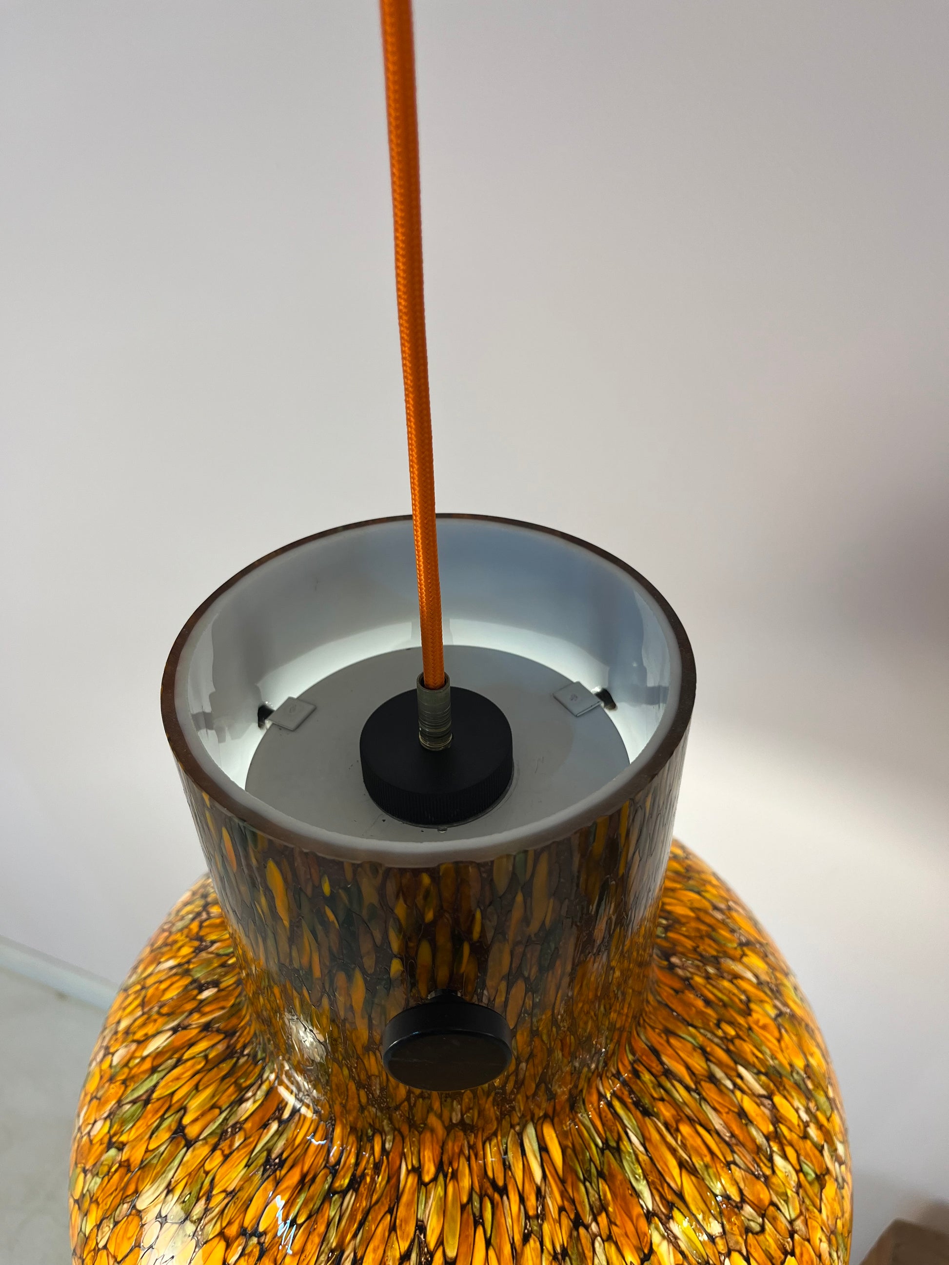 Hängelampe orange Millefioriglas von Peill & Putzler