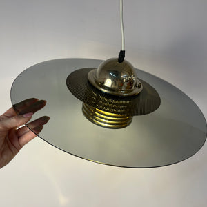 Hängelampe Rauchglas Messing von Jan Eskil Eskilsson für Belid