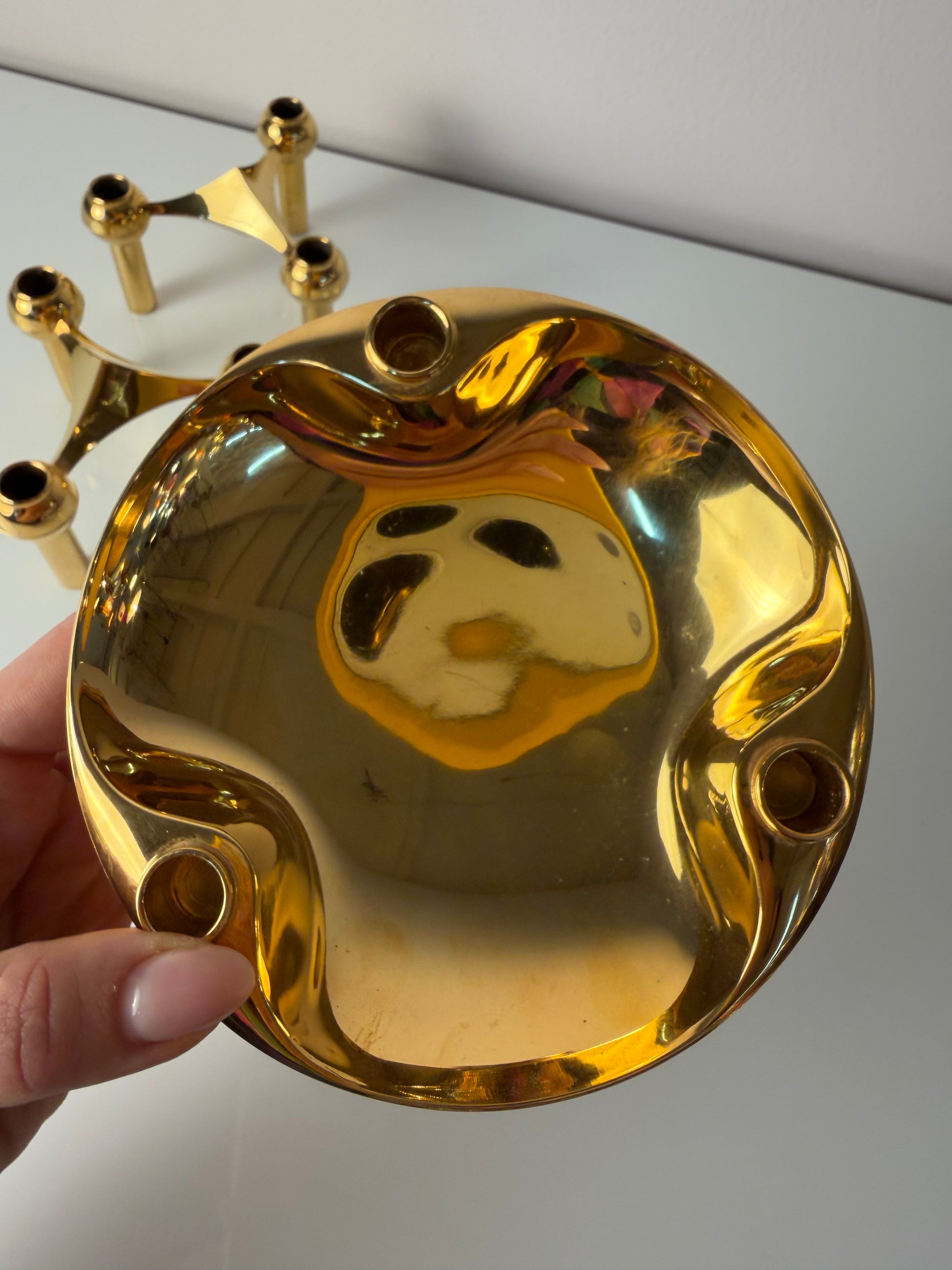 Set: 2 Kerzenständer und 1 Schale gold von Stoff & Nagel