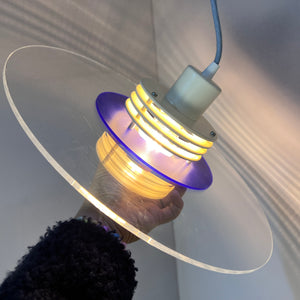 Lamellenlampe „Astra“ blau Plexiglas aus Dänemark