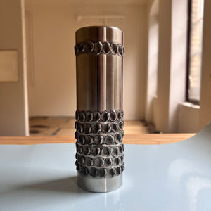 Brutalistische Vase silber Edelstahl von BMF 70er