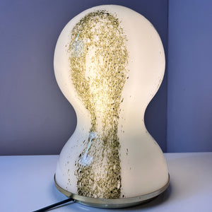 Tischlampe grün weiß Glas von Doria