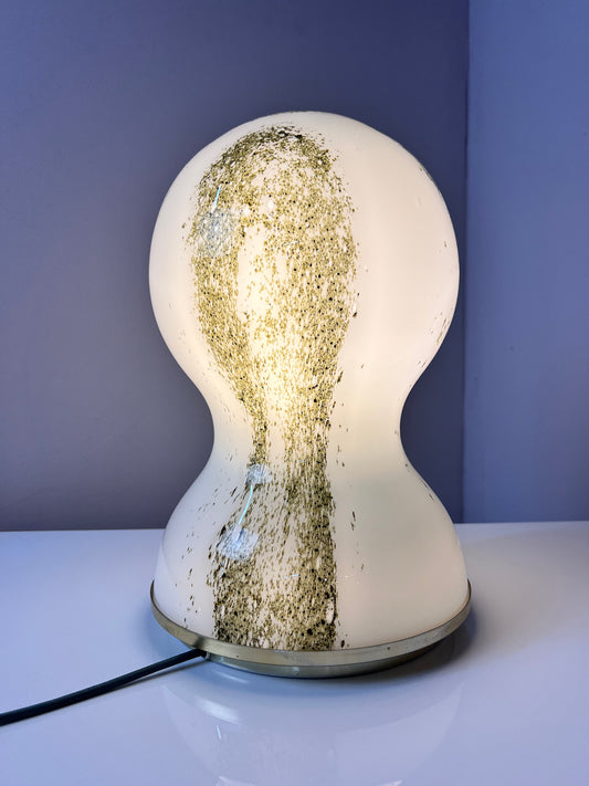 Tischlampe grün weiß Glas von Doria