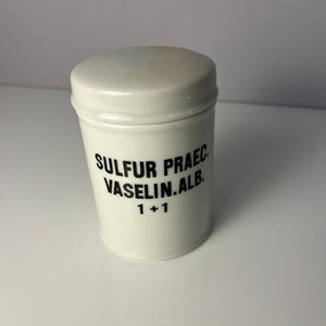 Apothekerdose Sulfur Praec. Vaselin. Alb. weiß Porzellan