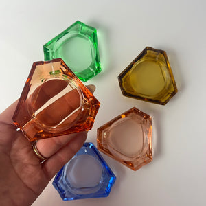 Set: 5 Aschenbecher pastell Glas