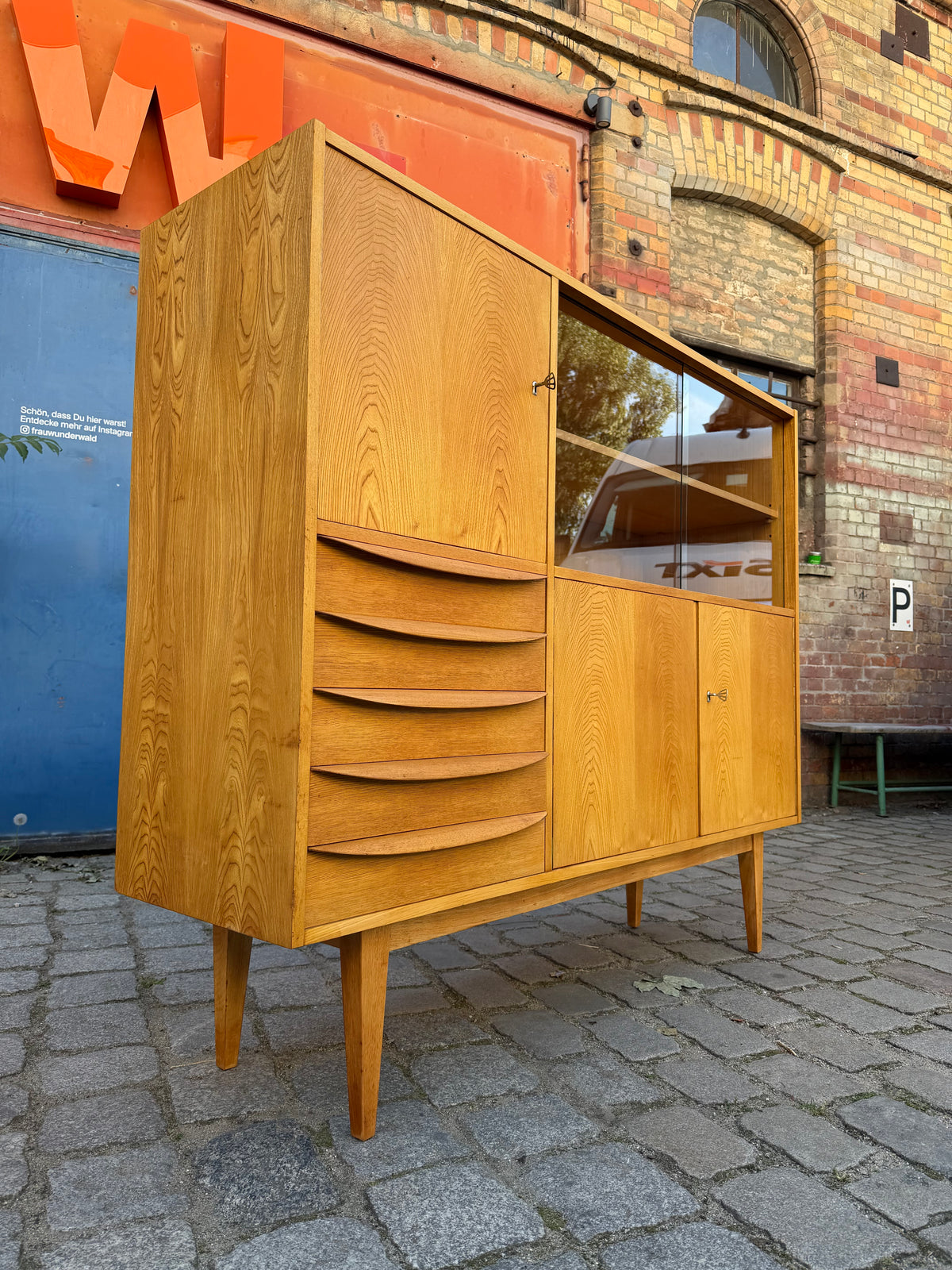 Highboard Typ 602/G Esche von Franz Ehrlich für Hellerau