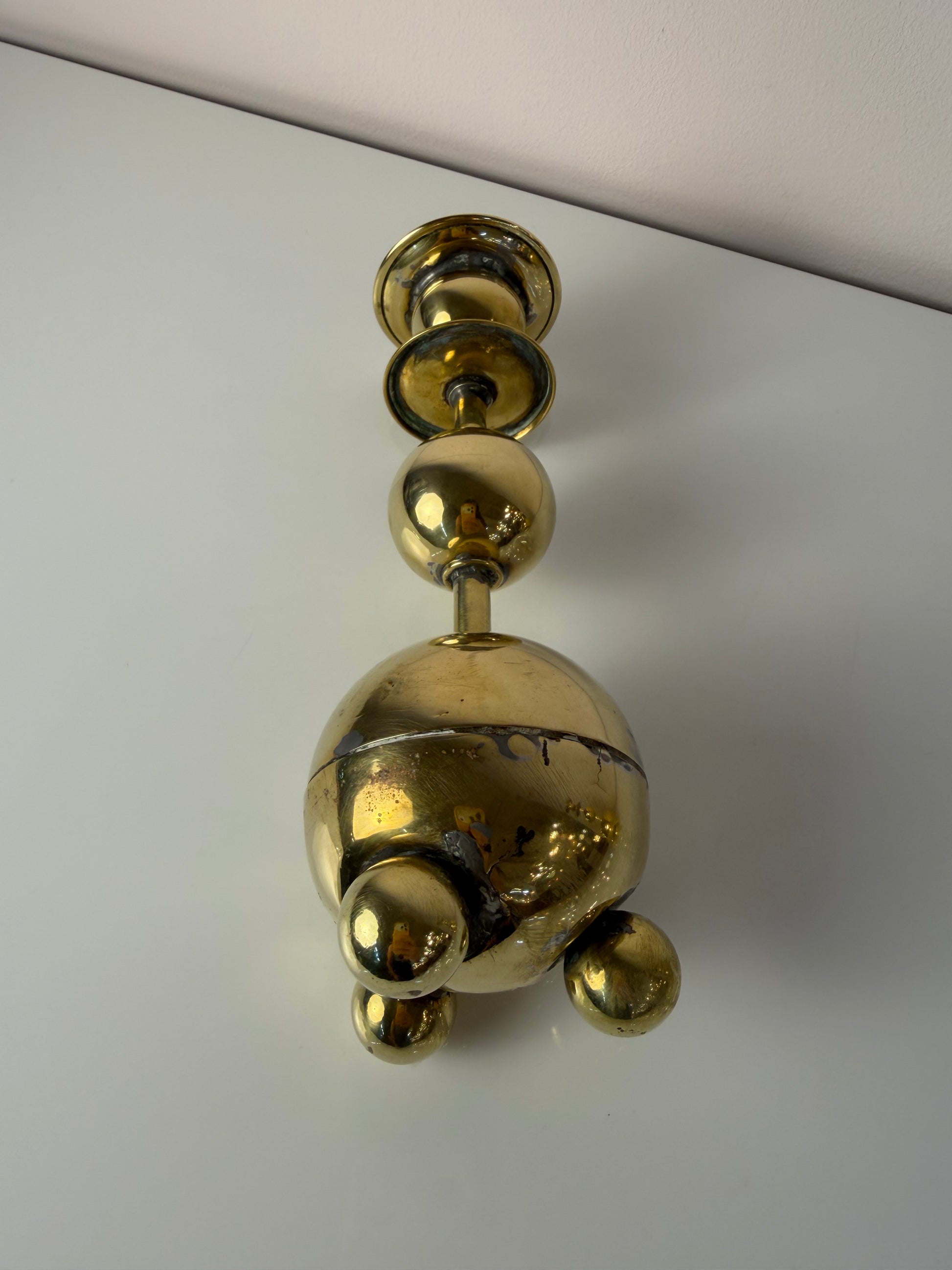 Set: 2x Kugel Kerzenständer Messing aus Dänemark