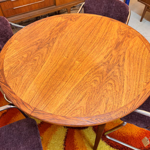Runder Esstisch Teak mit Butterfly Auszug