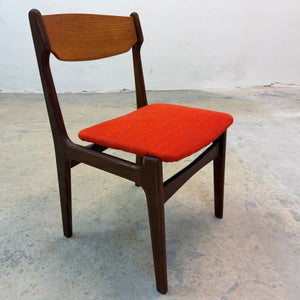 Polsterstuhl Teak orange neu gepolstert von Erik Buch