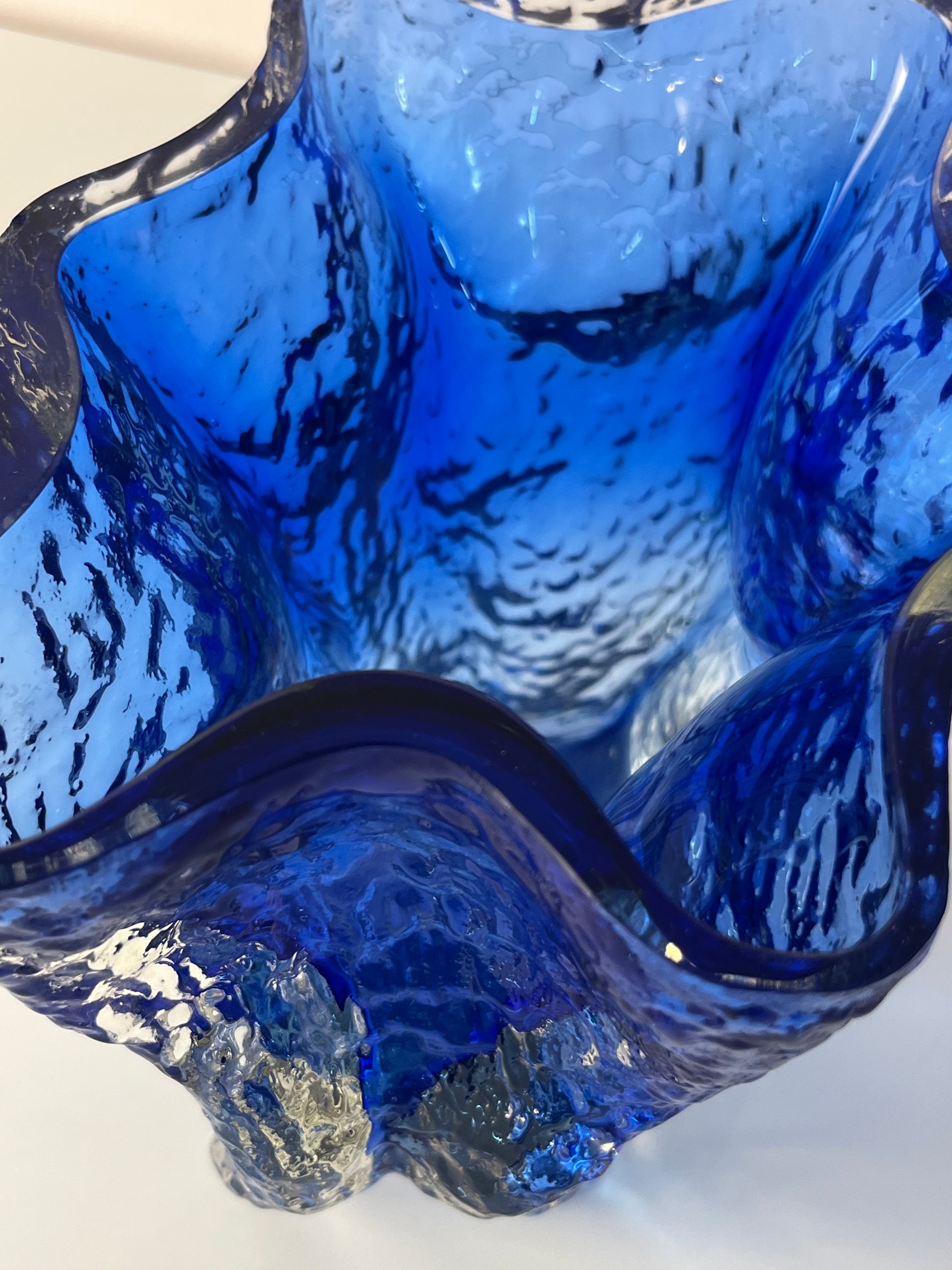 Vase blau Glas von Kai Blomqvist für Riihimaki / Riihimaen Lasi Oy
