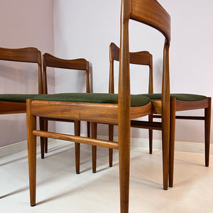 Set: 4x Polsterstuhl grün Teak