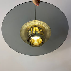 Hängelampe Rauchglas Messing von Jan Eskil Eskilsson für Belid