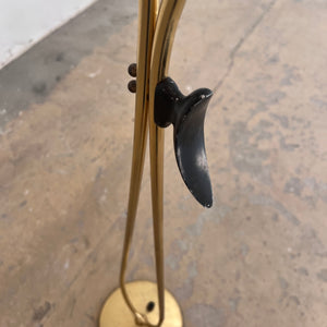 Stehlampe mit zwei Schwanenhalsarmen Messing