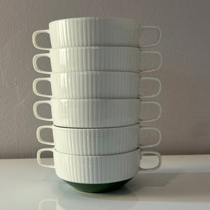 Set: 6x Suppentasse mit Untertasse Modulation Secunda grün von Tapio Wirkkala für Rosenthal