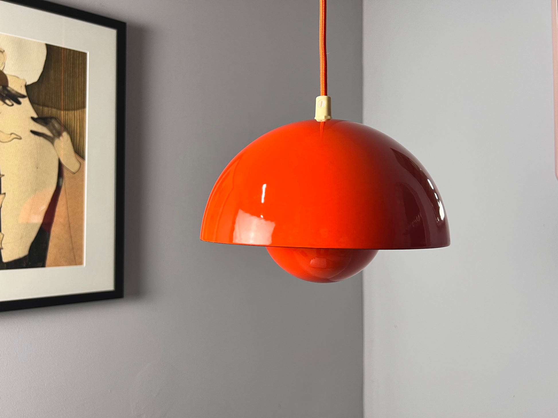 Hängelampe Flowerpot VP1 orange Emaille von Verner Panton für Louis Poulsen