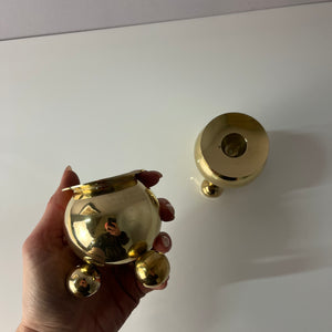Set: 2x Kugel Kerzenständer Messing von Gusums Bruk