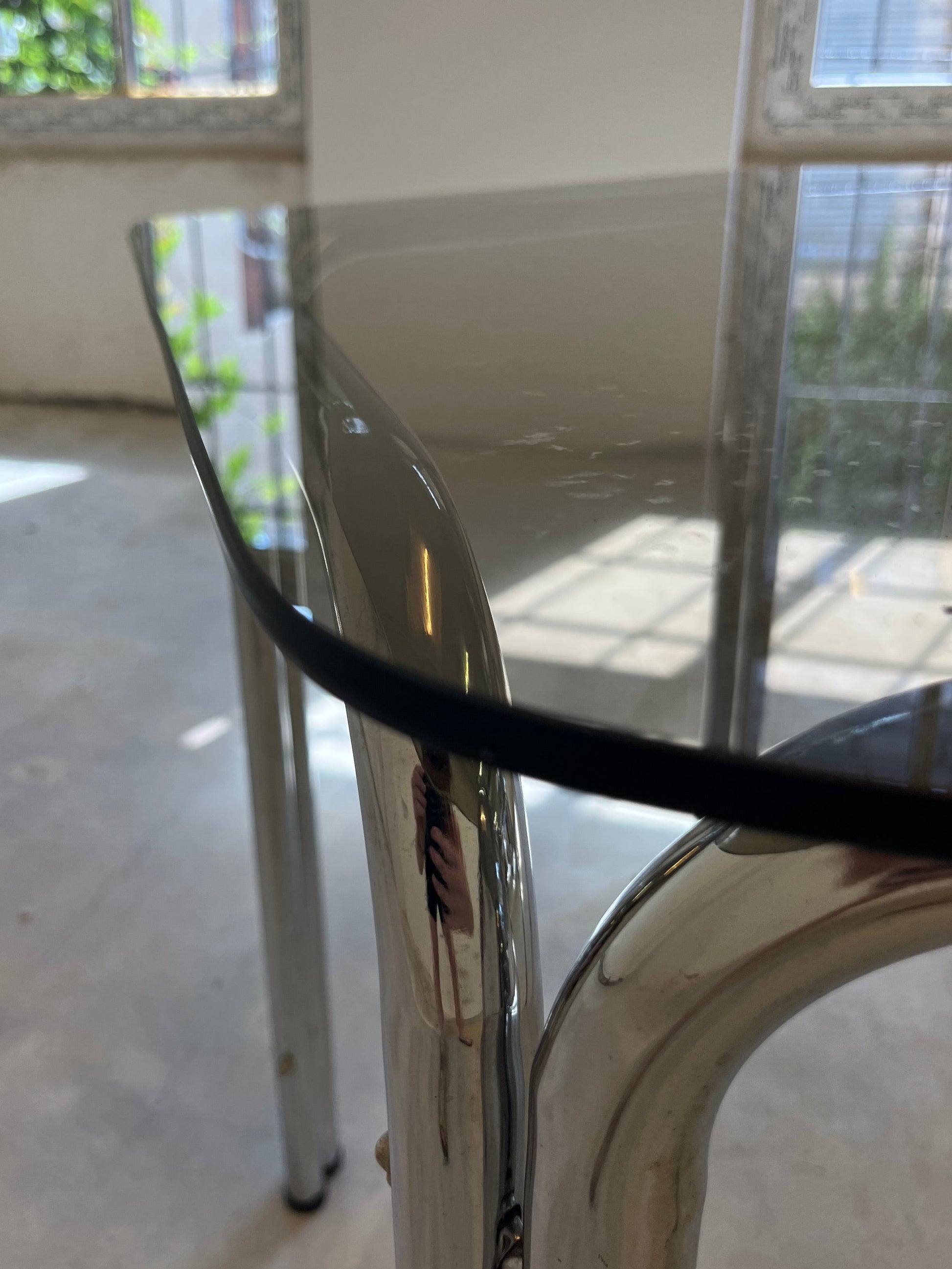 Hexagon Esstisch Rauchglas Chrom