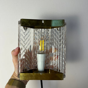 Wandlampe Messing & Glas von Wiktor Berndt für Flygsfors