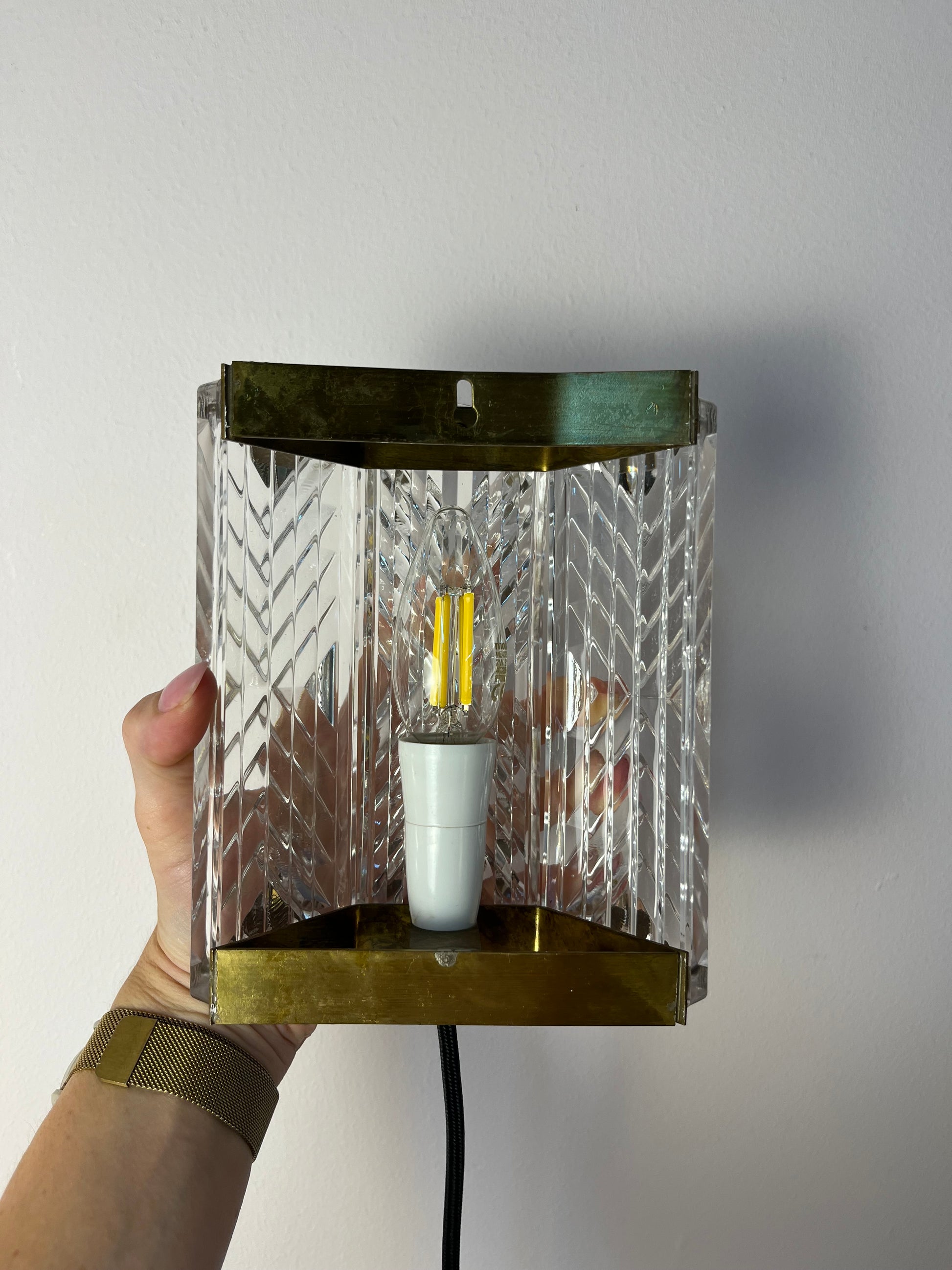 Wandlampe Messing & Glas von Wiktor Berndt für Flygsfors