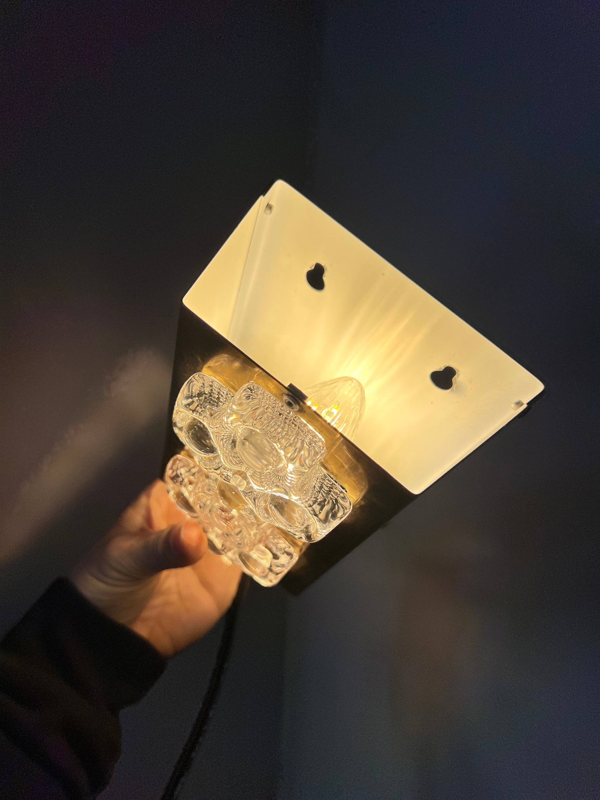 Wandlampe Eisglas & Messing