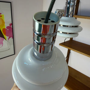 Hängelampe weiß Chrom Glas