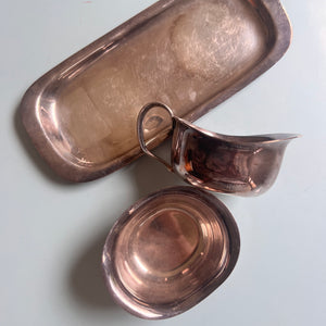 Set: Zuckerschale & Milchkännchen auf Tablett EPNS versilbert von COHR Denmark
