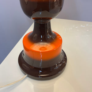 Tischlampe orange braun Keramik aus Westdeutschland