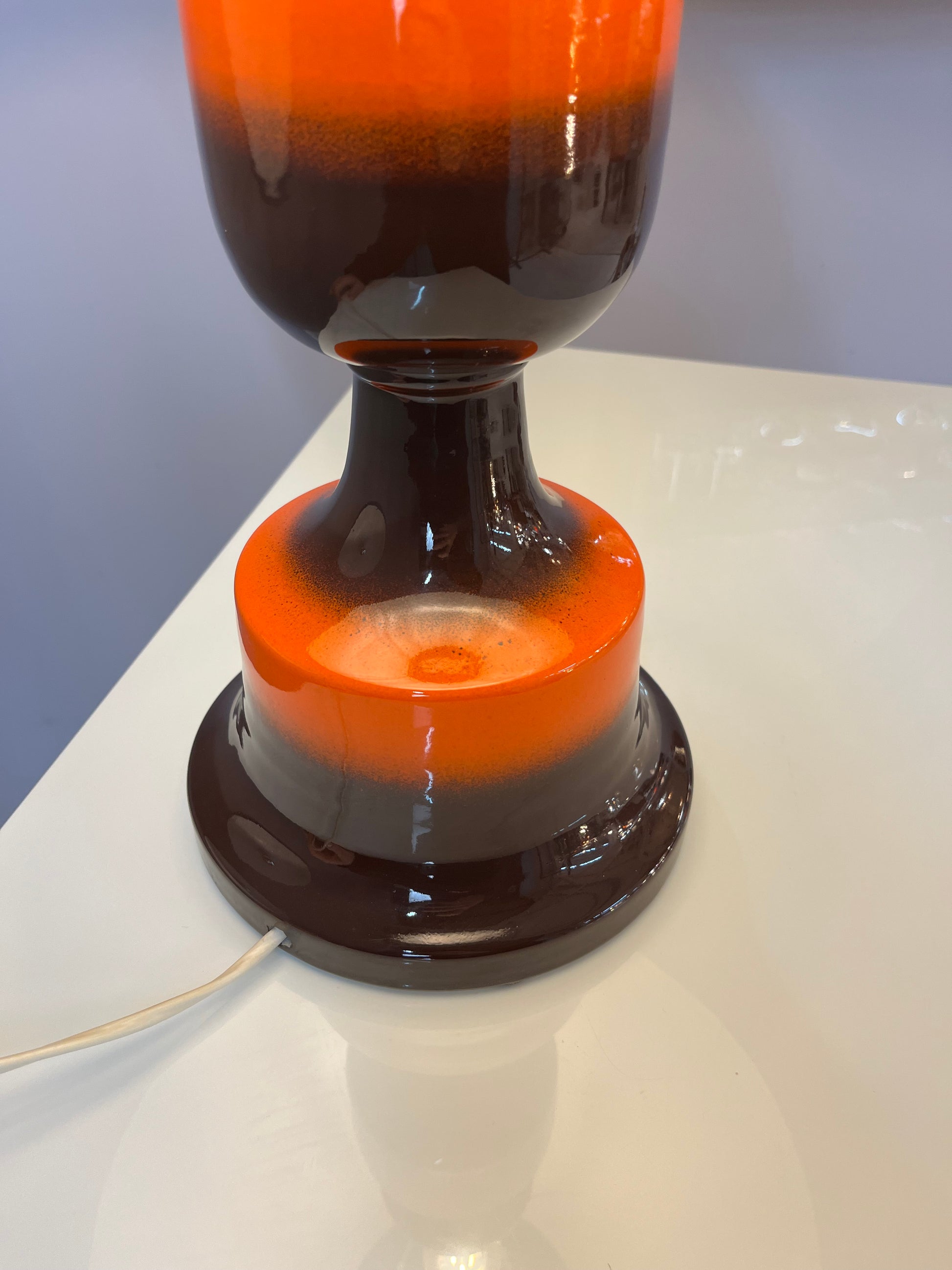 Tischlampe orange braun Keramik aus Westdeutschland