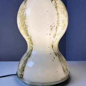 Tischlampe grün weiß Glas von Doria